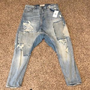 Free People AMAZING Slouch Patch Jeans NWT